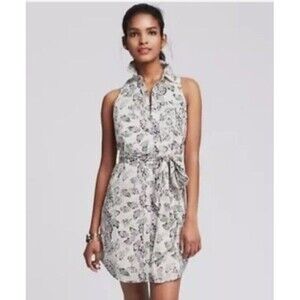 Banana Republic Size 4 Navy Floral Batik Sleeveless Shirt Dress NWT Stunning!